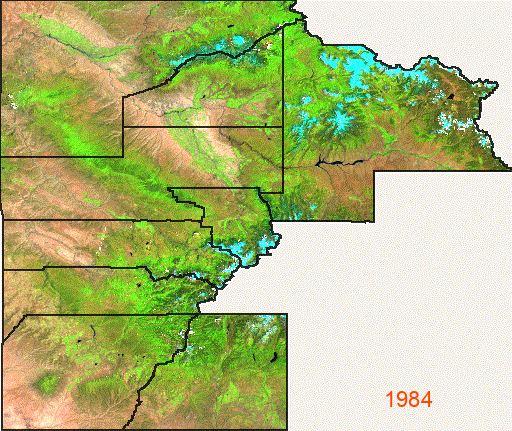 Landsat false color time series — SW Colorado 1984–present